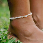 Love is Here Natural Stone, Pearl & Shell Anklet Set