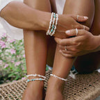 Love is Here Natural Stone, Pearl & Shell Anklet Set