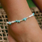 Love is Here Natural Stone, Pearl & Shell Anklet Set
