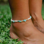 Love is Here Natural Stone, Pearl & Shell Anklet Set