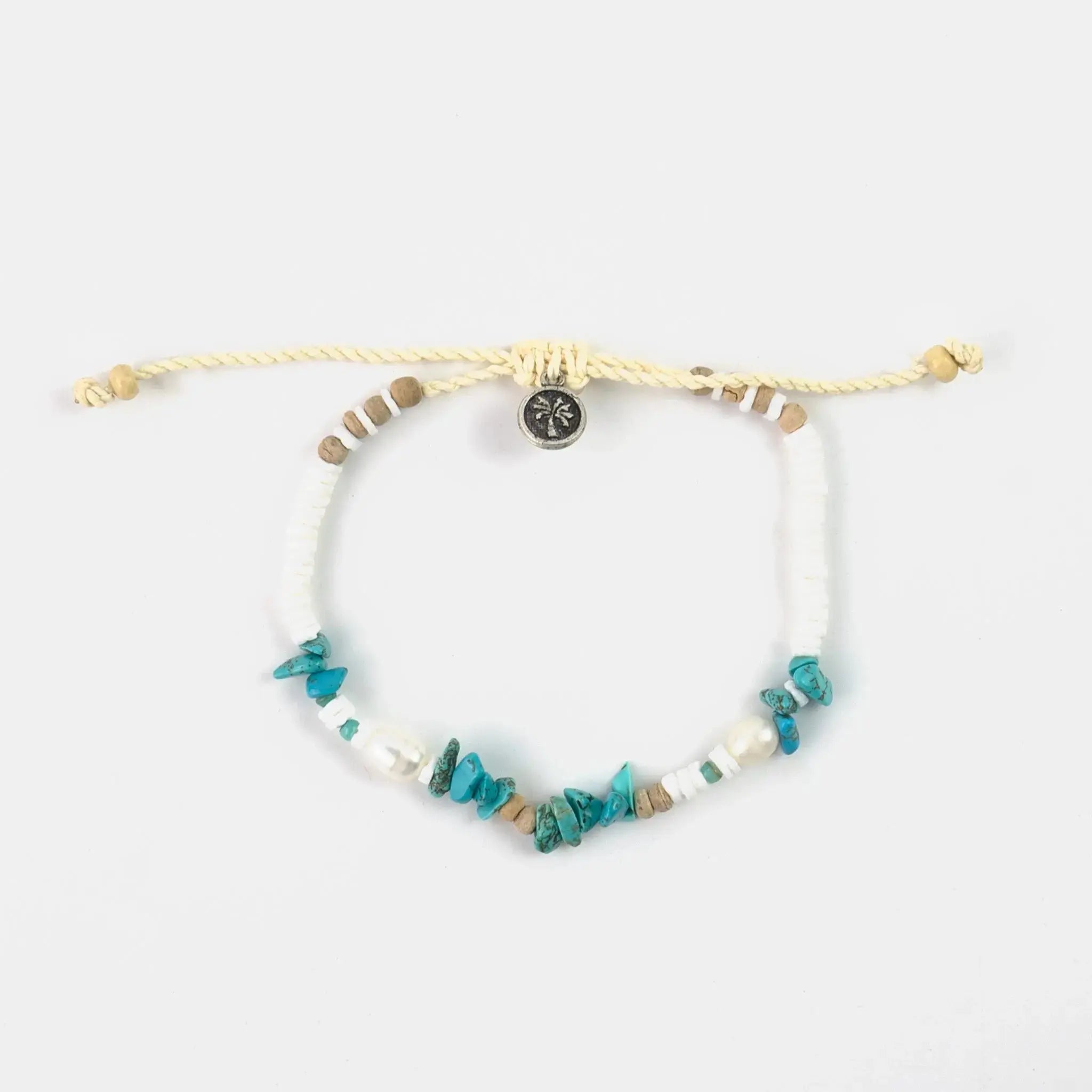 Love is Here Natural Stone, Pearl & Shell Anklet Set