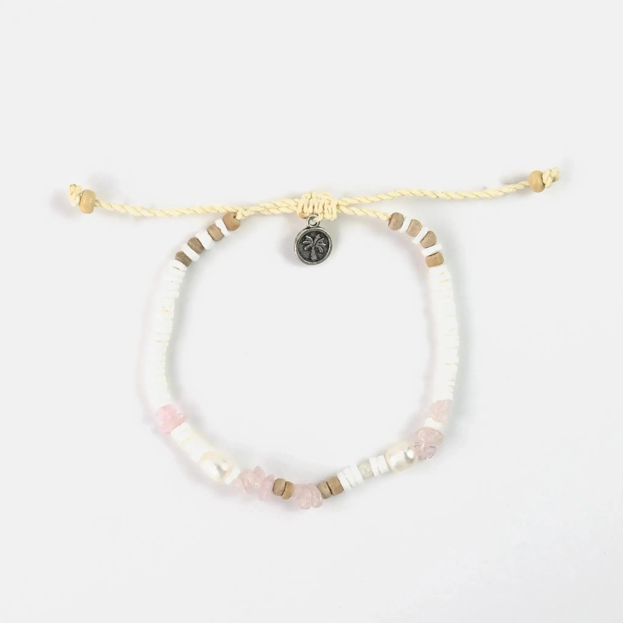 Love is Here Natural Stone, Pearl & Shell Anklet Set