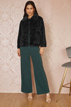 Yumi Black Faux Fur Short Jacket