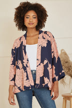 Yumi Navy Floral Blossom Print Kimono
