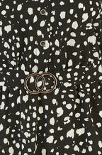 Mela Black Dash Print Skater Dress With Buckle