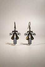 Blue Antique Gold Crystal Drop Earrings