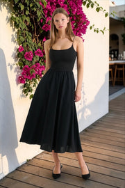 Soumia Jersey Bodice And Recycled Cotton Skirt Midaxi Dress - Black