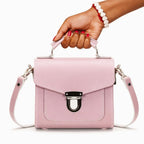 Handmade Leather Sugarcube Handbag - Rose Quartz