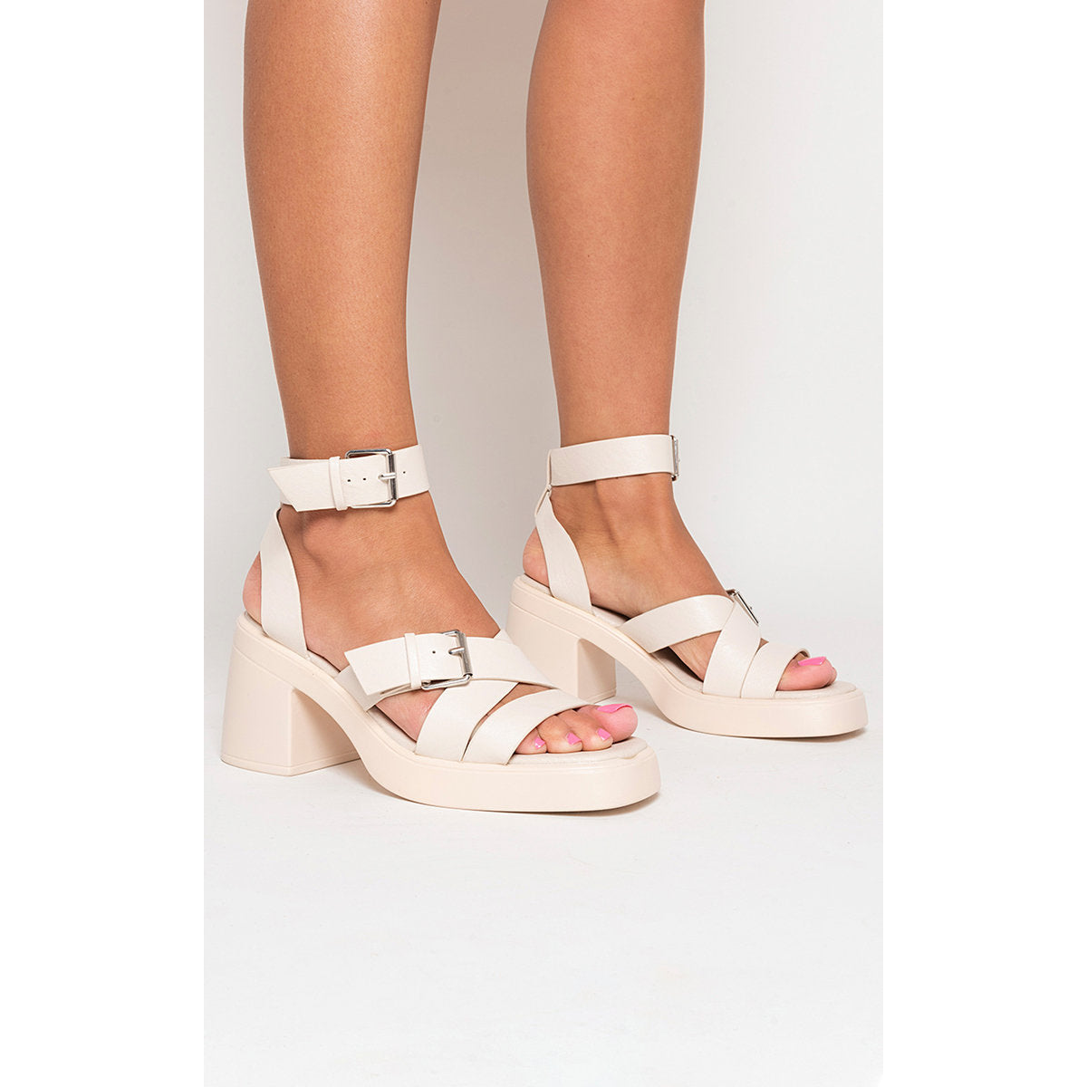 Cris Cross Ankle Strap Heeled Sandals