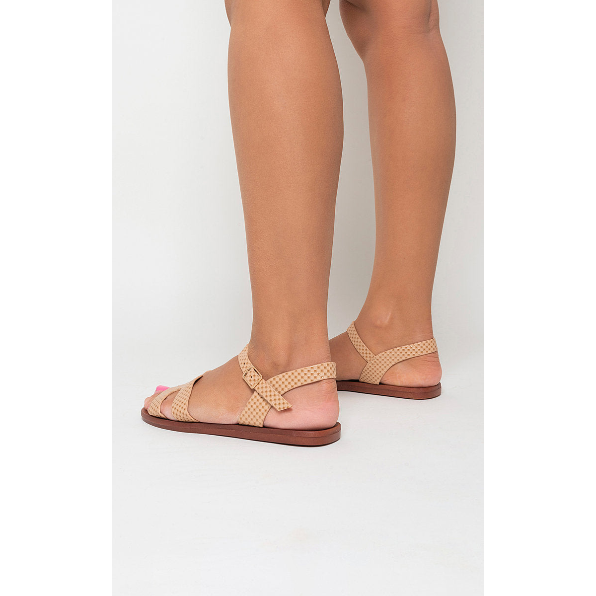 Faux Leather Santorini Strappy Flat Sandals