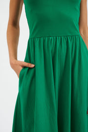 Soumia Jersey Bodice And Recycled Cotton Skirt Midaxi Dress - Green
