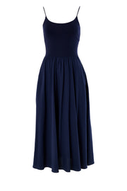 Soumia Jersey Bodice And Recycled Cotton Skirt Midaxi Dress - Navy