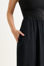 Soumia Jersey Bodice And Recycled Cotton Skirt Midaxi Dress - Black