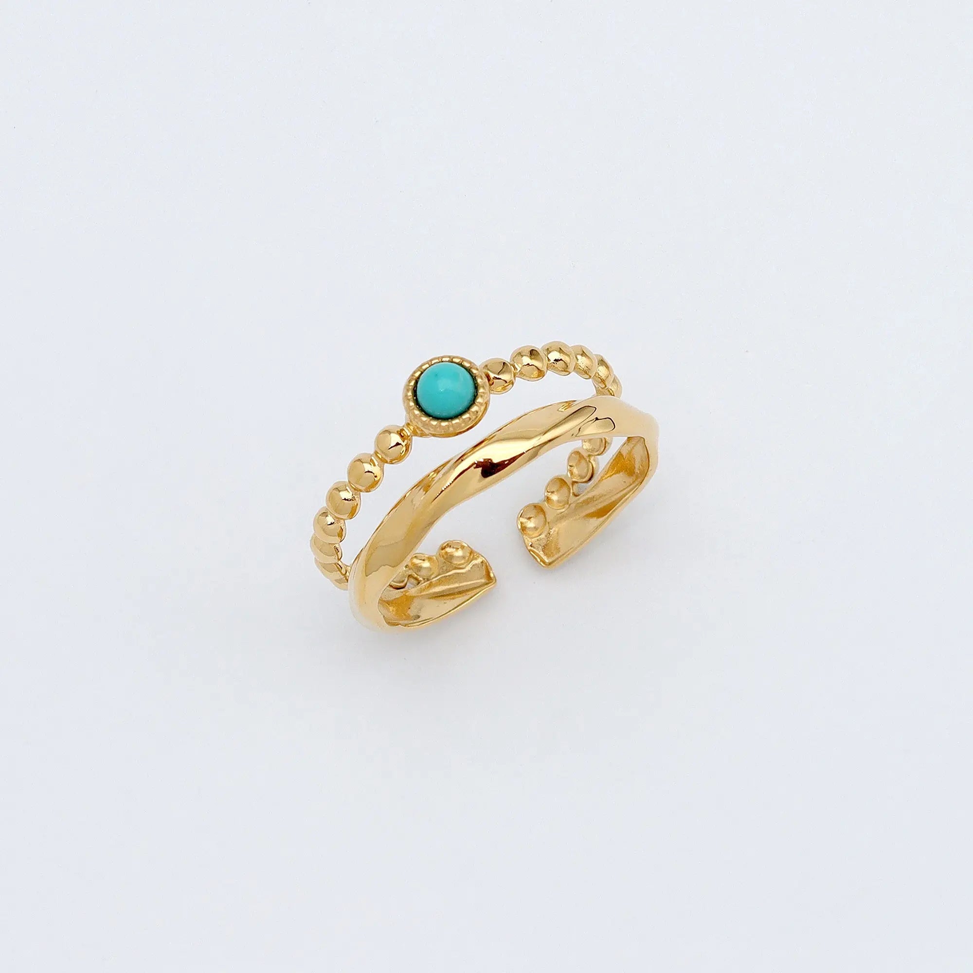 Turquoise Stone Double Ring