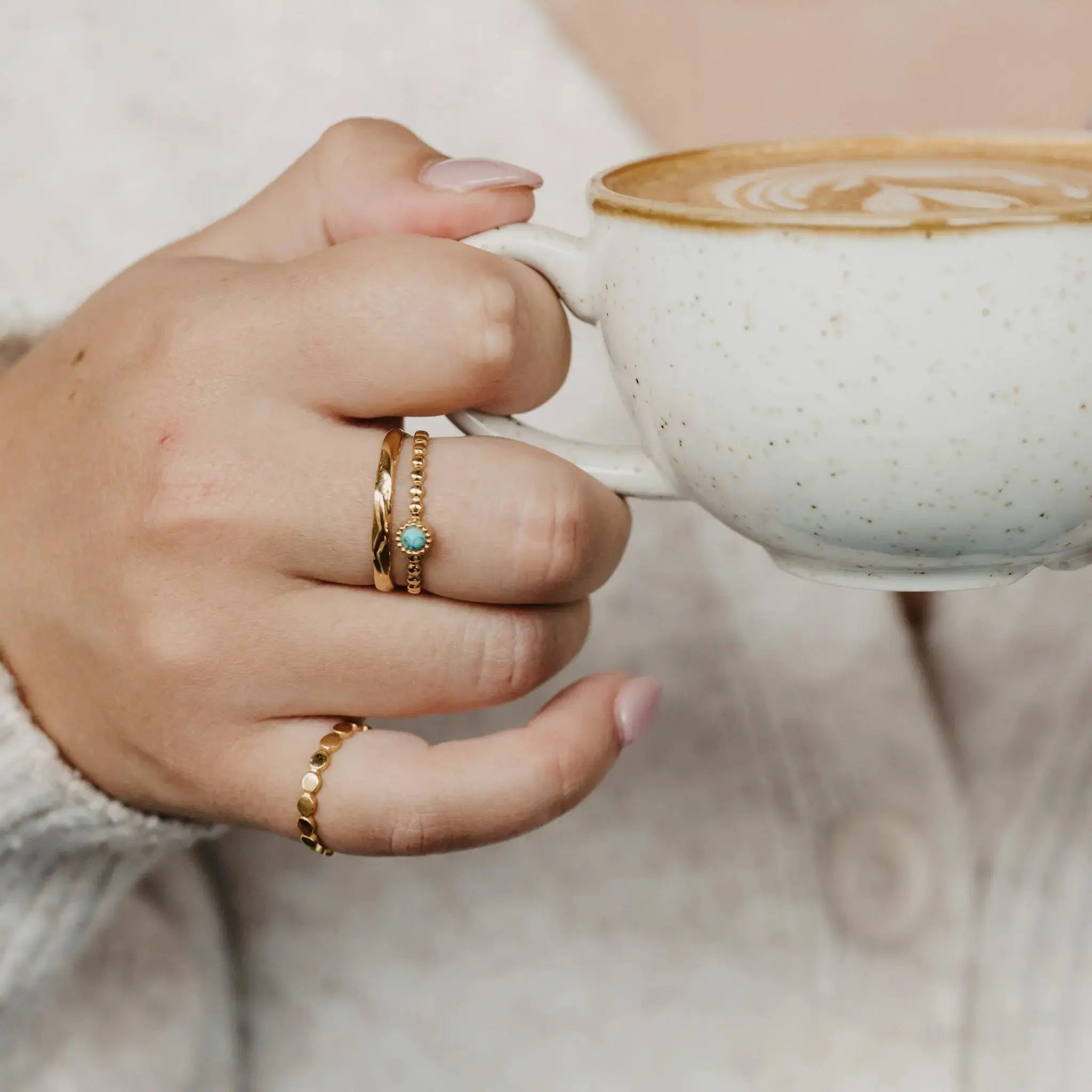 Turquoise Stone Double Ring