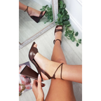 Lace Up Block High Heel