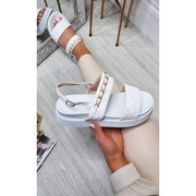 Sandals with Quilted and Chain Detail