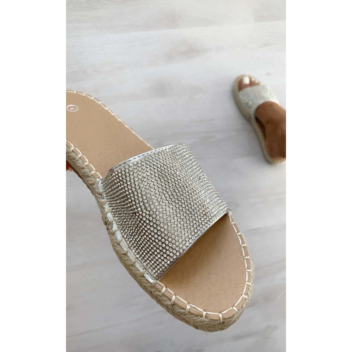 Diamante Slip On Sandals