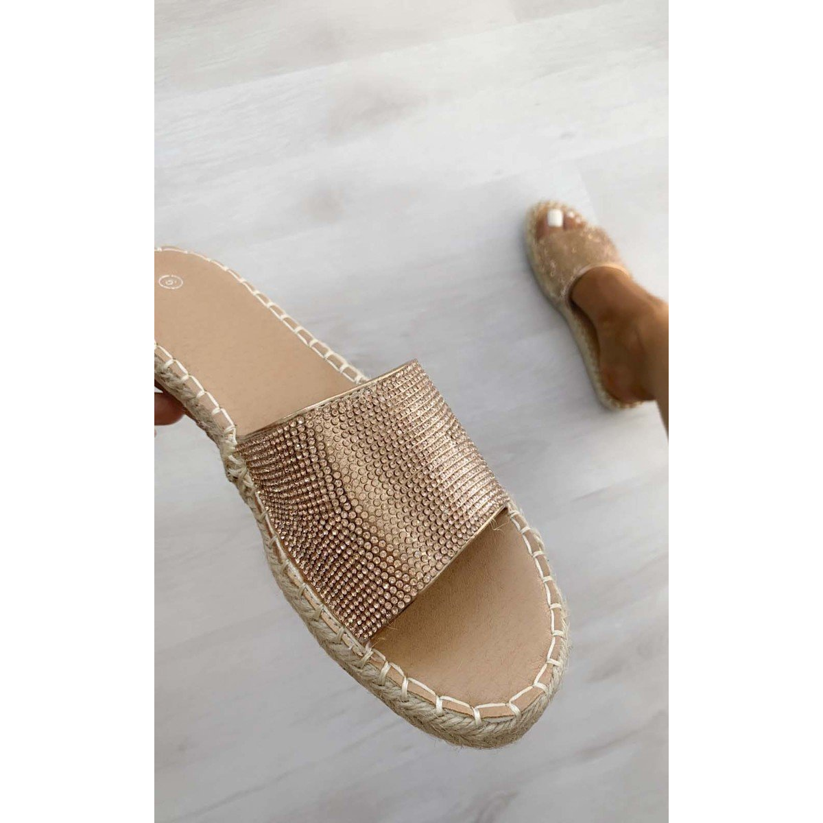 Diamante Slip On Sandals