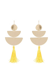 Varine Triple Drop Geo Tassel Earrings - Yellow