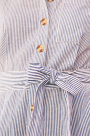 Yumi Blue Pinstripe Cotton Jumpsuit