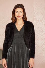 Yumi Black Eyelash Knit Bolero