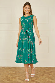 Yumi Green Daisy Print Skater Dress