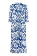 Yumi Blue Zig Zag Crochet Long Knitted Kimono
