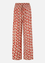 Yumi Red Geo Print Relaxed Fit Trousers