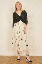 Yumi Black Cotton Crochet Twisted Bolero Top
