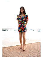 Yumi Multicolour Tropical Leaf Print Playsuit