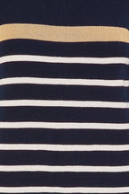 Yumi Navy Striped Knitted Dress With Button Cuff Detail