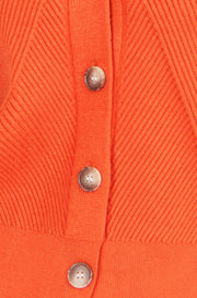 Yumi Orange Relaxed Fit Cardigan With Stitch Detail