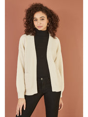 Yumi Ivory Metallic Slouchy Cardigan With Pockets