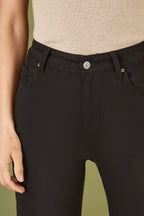 Yumi Black Stretch Canvas Wide Leg High Waist Jeans