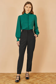 Yumi Green Frill High Neck Shirt