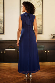 Yumi Navy Flower Halter Neck Maxi Dress