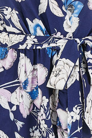 Yumi Navy Floral Midi Wrap Dress
