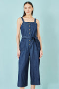 Yumi Blue Chambray Button Through Jumpsuit