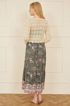 Yumi Ivory Crochet Top With Front Ruching