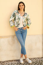 Yumi White Animal Reversible Cotton Quilted Jacket