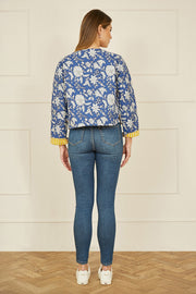 Yumi Blue Floral Reversible Cotton Quilted Jacket