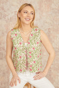 Yumi White Floral Reversible Cotton Quilted Jacket