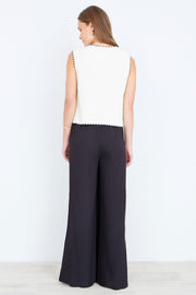 Yumi Ivory Knitted Waistcoat With Bow Trims