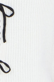 Yumi Ivory Knitted Waistcoat With Bow Trims