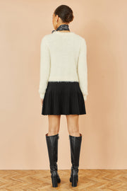 Yumi Ivory Eyelash Fluffy Knit Bolero With Tie Front