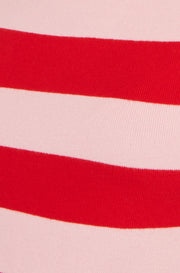 Yumi Red Block Stripe Knitted Top With Button Details
