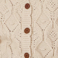 Yumi Oatmeal Button Up Chunky Cable Knit Waistcoat