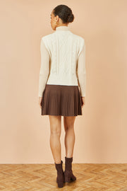 Yumi Ivory Flower Cable Knit Tie Side Pullover
