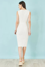 Yumi Ivory Cotton Scallop Crochet Knitted Dress